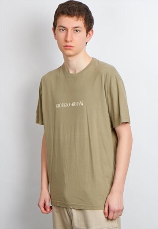 VINTAGE 90'S GIORGIO ARMANI KHAKI T-SHIRT