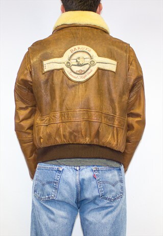 VINTAGE 50'S DAKOTA FLIGHT LEATHER SHEARLING BOMBER