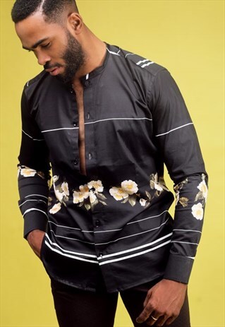 GRANDAD COLLAR HAWAIIAN SUMMER FLORAL SHIRT