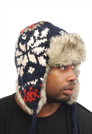 VINTAGE KNITTED TRAPPER HAT