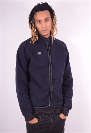 HELLY HANSEN MENS VINTAGE FLEECE JUMPER MEDIUM BLUE 90'S