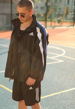 VINTAGE ADIDAS WINDBREAKER JACKET BLACK LOGO