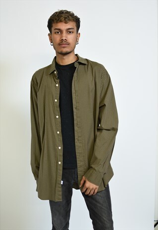 VINTAGE 90S GREEN RALPH LAUREN CHAPS CHECKED SHIRT