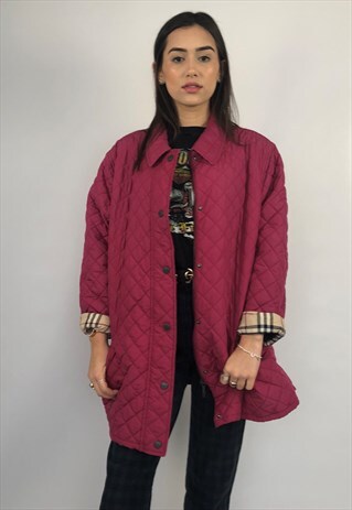 VINTAGE BURBERRY QUILTED QUILT JACKET NOVA CHECK LINED