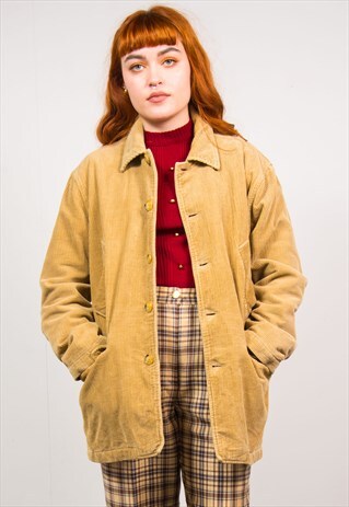 POLO RALPH LAUREN 90'S TAN CORD CHORE CAR COAT JACKET