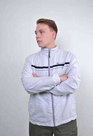 90S GRAY HIGH NECK SPORT JACKET, TRACK SUIT WINDBREAKER