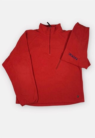 Vintage Nike embroidered red 1/4 zip fleece size L