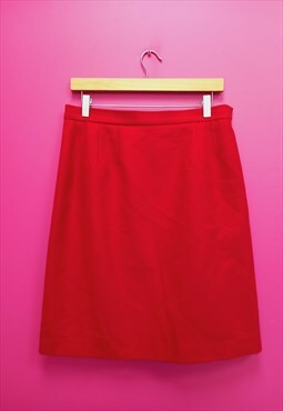 Vintage Skirt Red A-Line Wool High Waist