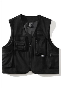 Workwear vest sleeveless jacket utility tank top cargo gilet