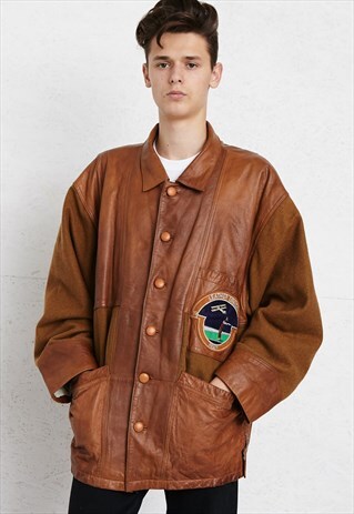 VINTAGE BROWN FRATI UNION LEATHER JACKET