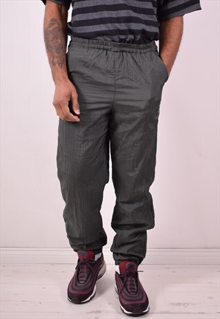 DIADORA MENS VINTAGE TRACKSUIT TROUSERS W36 L28 GREY 90S