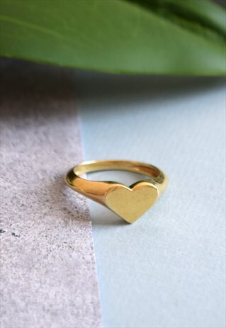 GOLD HEART SIGNET RING HANDMADE