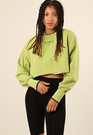VINTAGE NIKE EMBROIDERED SPELLOUT CROPPED SWEATSHIRT