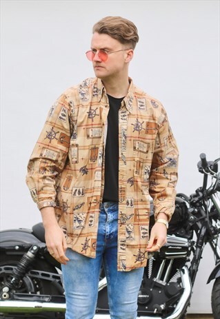 NAUTICA USA VINTAGE NAUTICAL TAPESTRY SHIRT