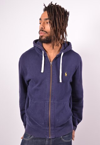 VINTAGE POLO RALPH LAUREN HOODIE SWEATER NAVY BLUE
