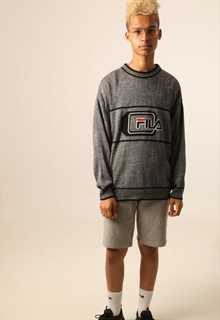 VINTAGE FILA KNITTED SPELL OUT SWEATSHIRT