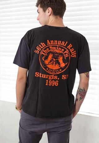 VINTAGE BIKER T-SHIRT LOGO 90S XL 7.6