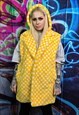 CHEQUERBOARD FLEECE JACKET HANDMADE 2 IN 1 CHECK COAT YELLOW