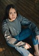CHARCOAL GREY EMBROIDERED LARGE WILDFLOWER SWEATER