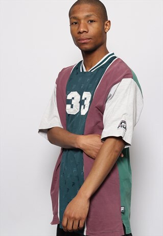 VINTAGE FILA T-SHIRT LOGO RED GREEN