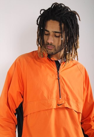VINTAGE NIKE 1/4 ZIP SHELL JACKET ORANGE