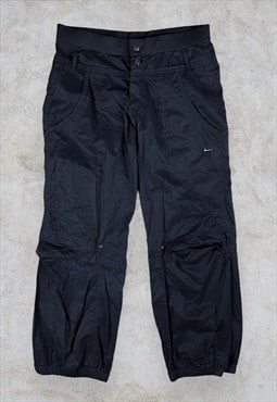 Vintage Nike Trousers Black Parachute Pants Women's UK 12