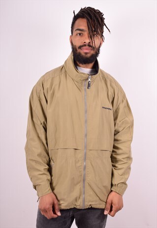 DIADORA MENS VINTAGE TRACKSUIT TOP JACKET XL BEIGE 90S