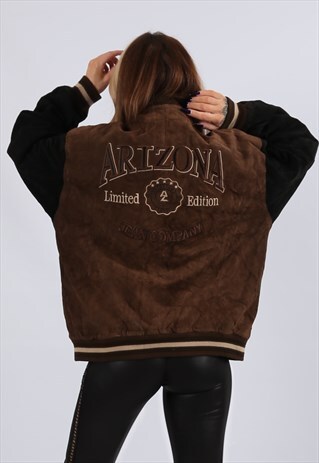 VINTAGE ARIZONA SUEDE BOMBER JACKET OVERSIZED 16 XL (9C3A)