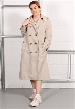 Vintage Aquascutum Trench Coat Beige Long Rain Jacket Large