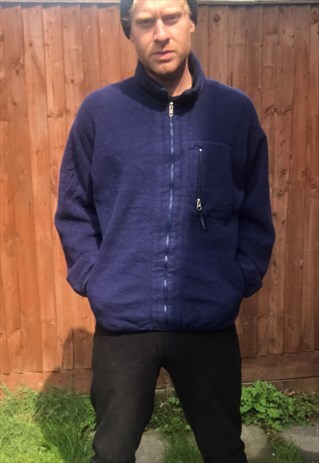 VINTAGE PATAGONIA FLEECE JUMPER SWEATER M NAVY BLUE MENS