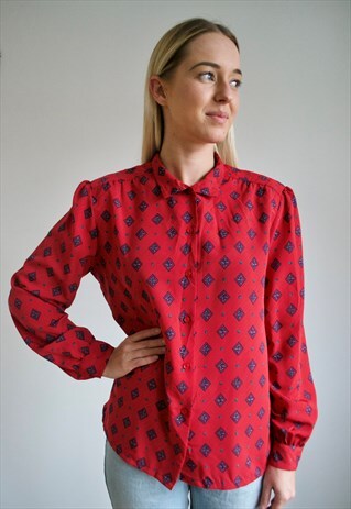 VINTAGE 70'S PATTERNED BLOUSE