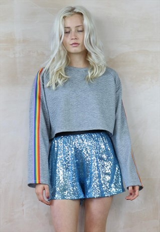 TRUE BLUE GLITTER SEQUIN SHORTS
