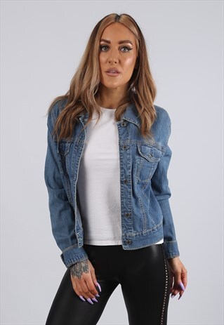VINTAGE GAP DENIM JACKET FITTED UK 12 M (EB6A)