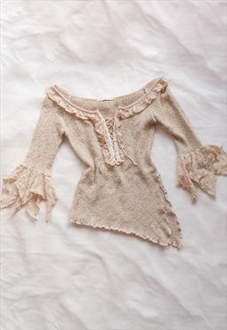 Vintage Fairy Grunge Asymmetrical Lace Sweater