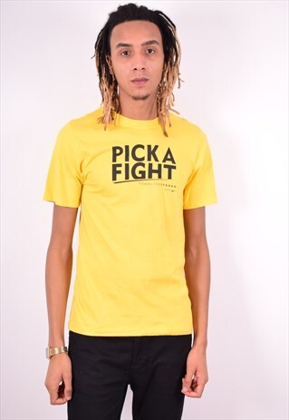 NIKE MENS VINTAGE T-SHIRT TOP SMALL YELLOW 90'S