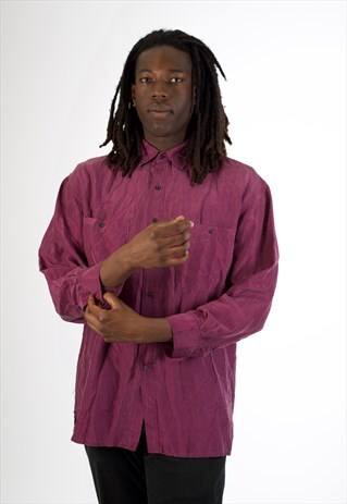 BURGUNDY 'STOCK' SILK VINTAGE SHIRT