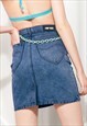 REWORKED VINTAGE DENIM SKIRT 80S OVERDYED HIGH-WAISTED MINI