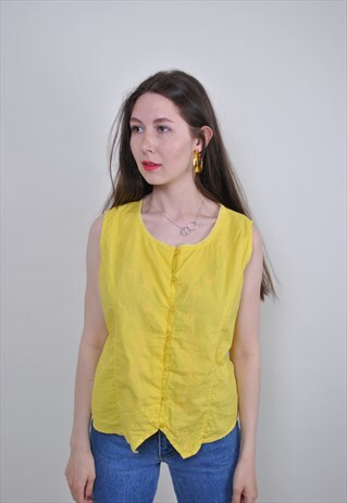 VINTAGE MINIMALIST YELLOW BRIGHT VEST, SIZE M