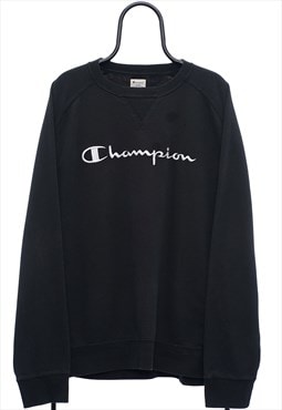 Vintage Champion Spellout Black Sweatshirt Womens