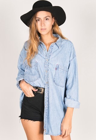 VINTAGE 80S LEVI'S WESTERN DENIM SHIRT / C425