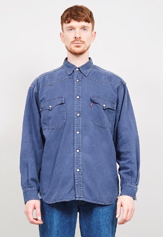 VINTAGE 90'S LEVI'S RED TAB NAVY DENIM SHIRT