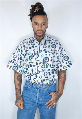 VINTAGE HAWAIIAN CRAZY PATTERNED SHIRT