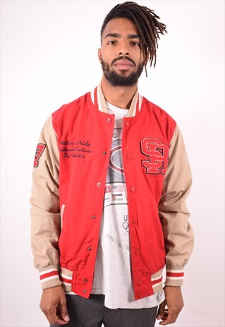 MENS VINTAGE BOMBER JACKET MEDIUM RED 90S