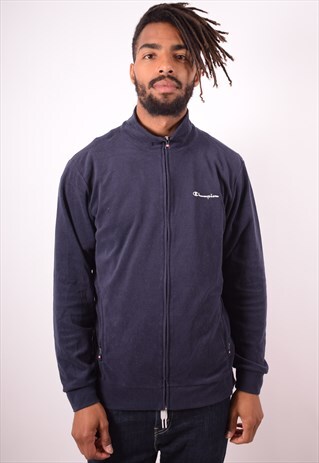 CHAMPION MENS VINTAGE TRACKSUIT TOP JACKET MEDIUM NAVY 90S