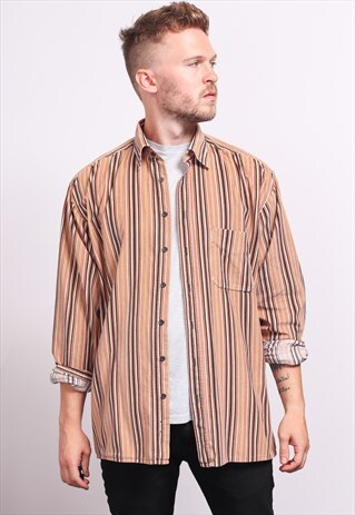 VINTAGE CORDUROY CORD STRIPED SHIRT