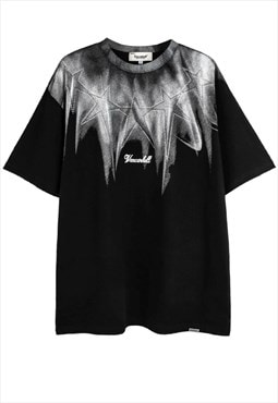 Paint splatter t-shirt graffiti tee neck print top inf black