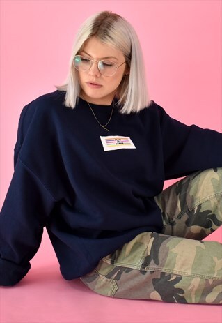 G&G UNISEX NAVY COLOURFUL PATCH SWEAT