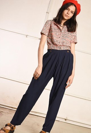90'S RETRO NAVY BLUE HAREM FESTIVAL SUMMER TROUSERS
