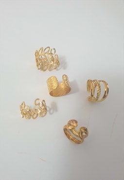 Gold Minimal Ear Cuffs Earrings - Pack of Five