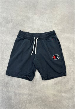 Champion Shorts Blue Sweat Shorts with Embroidered Logo